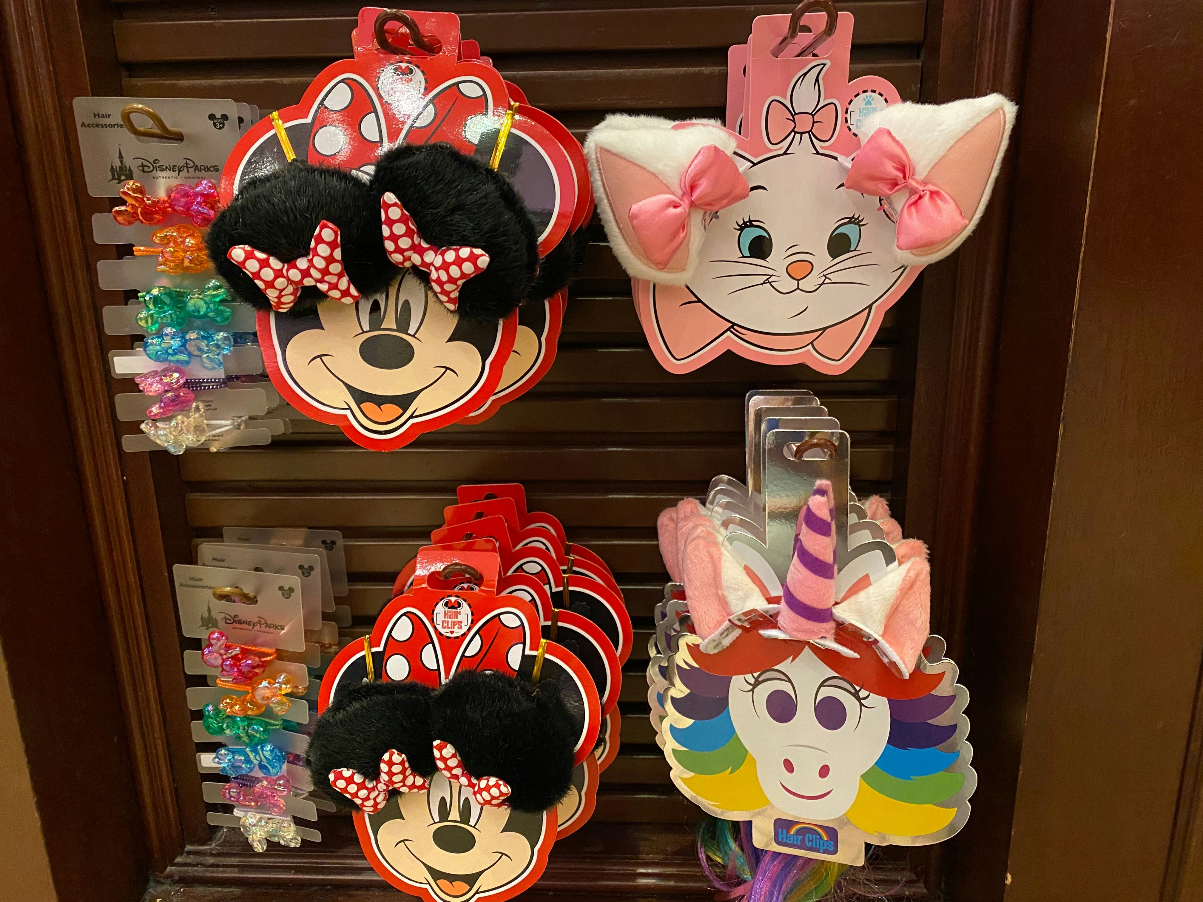New Character Hair Clip Accessories (Minnie Mouse, Marie, Rainbow Unicorn) Arrive at Disneyland