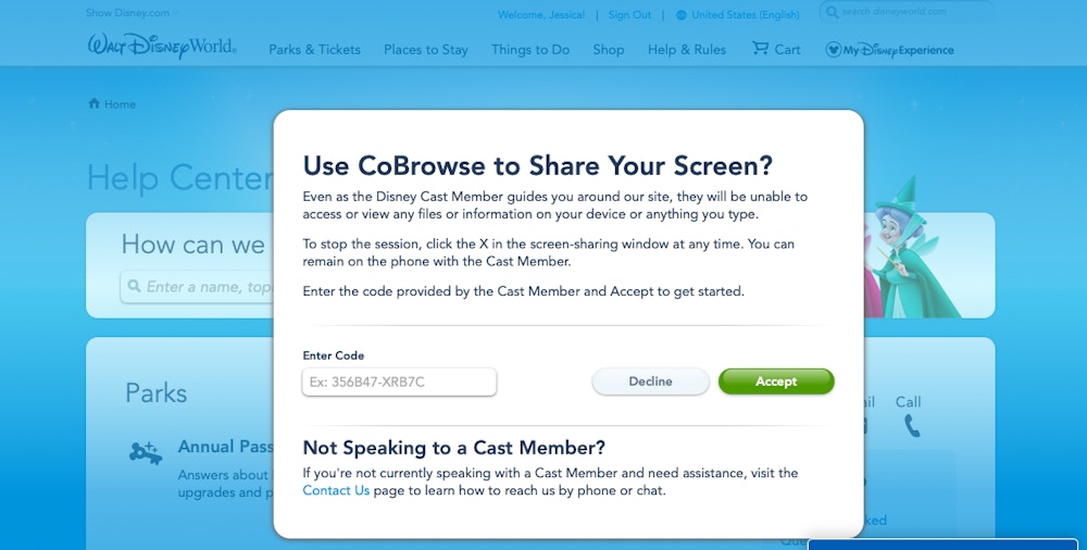 walt disney world website cobrowse screen sharing 1.png?auto=compress%2Cformat&fit=scale&h=506&ixlib=php 1.2