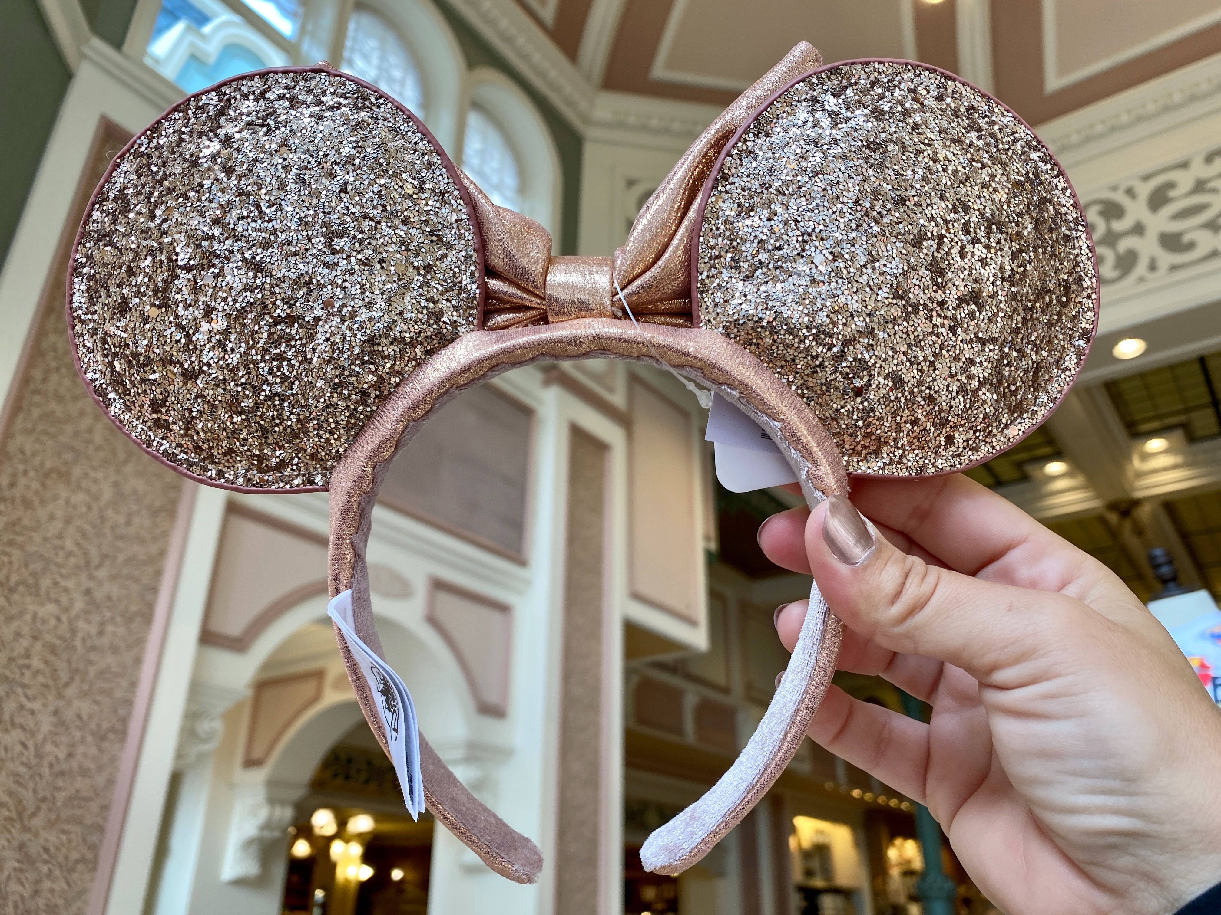 NEW Disney Parks Briar Rose Gold 2020 Redesigned Minnie Mouse Ears Headband Bow 