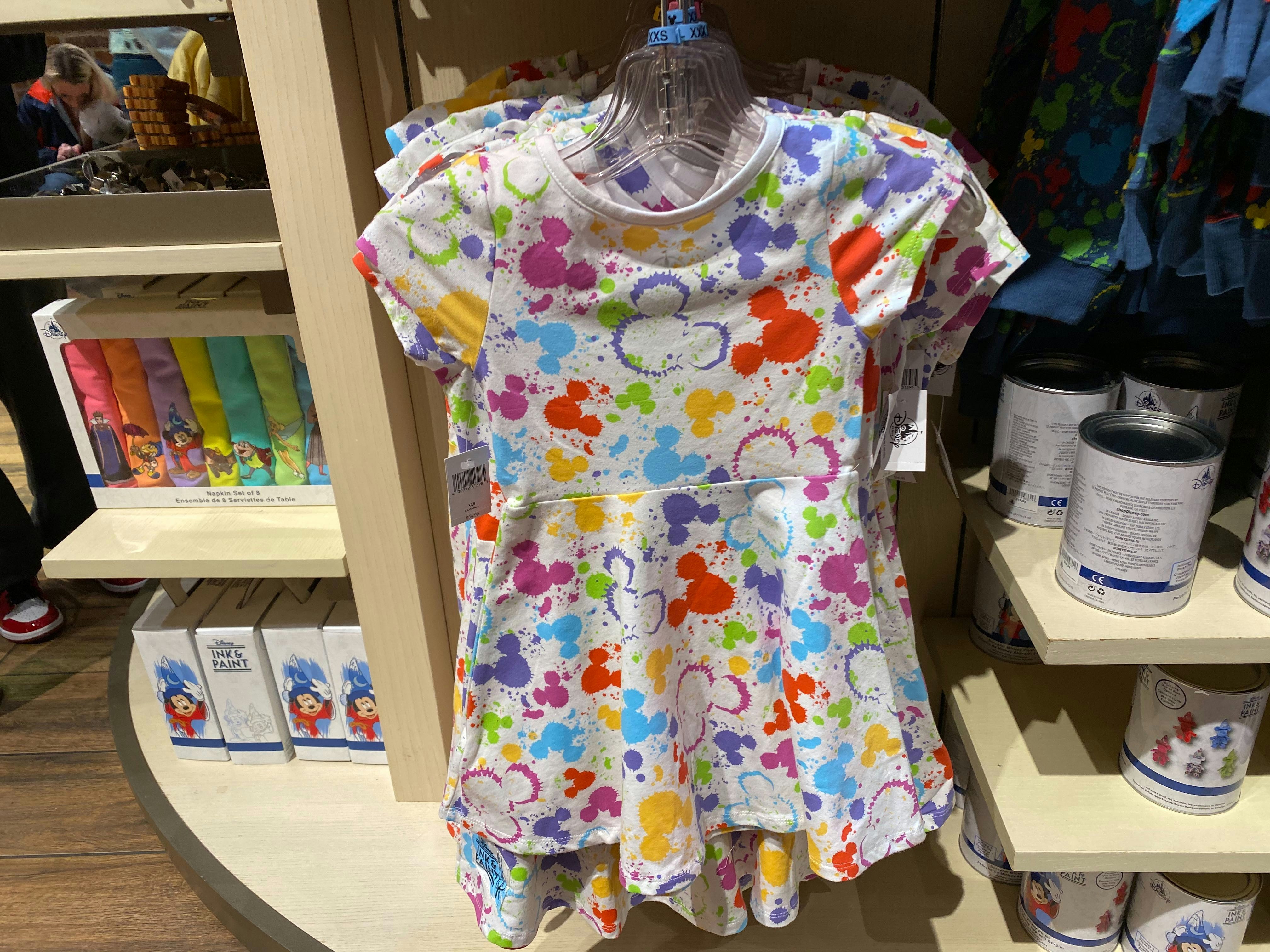 Girls Rainbow Mickey Head Paint Splatter Dress - $34.99