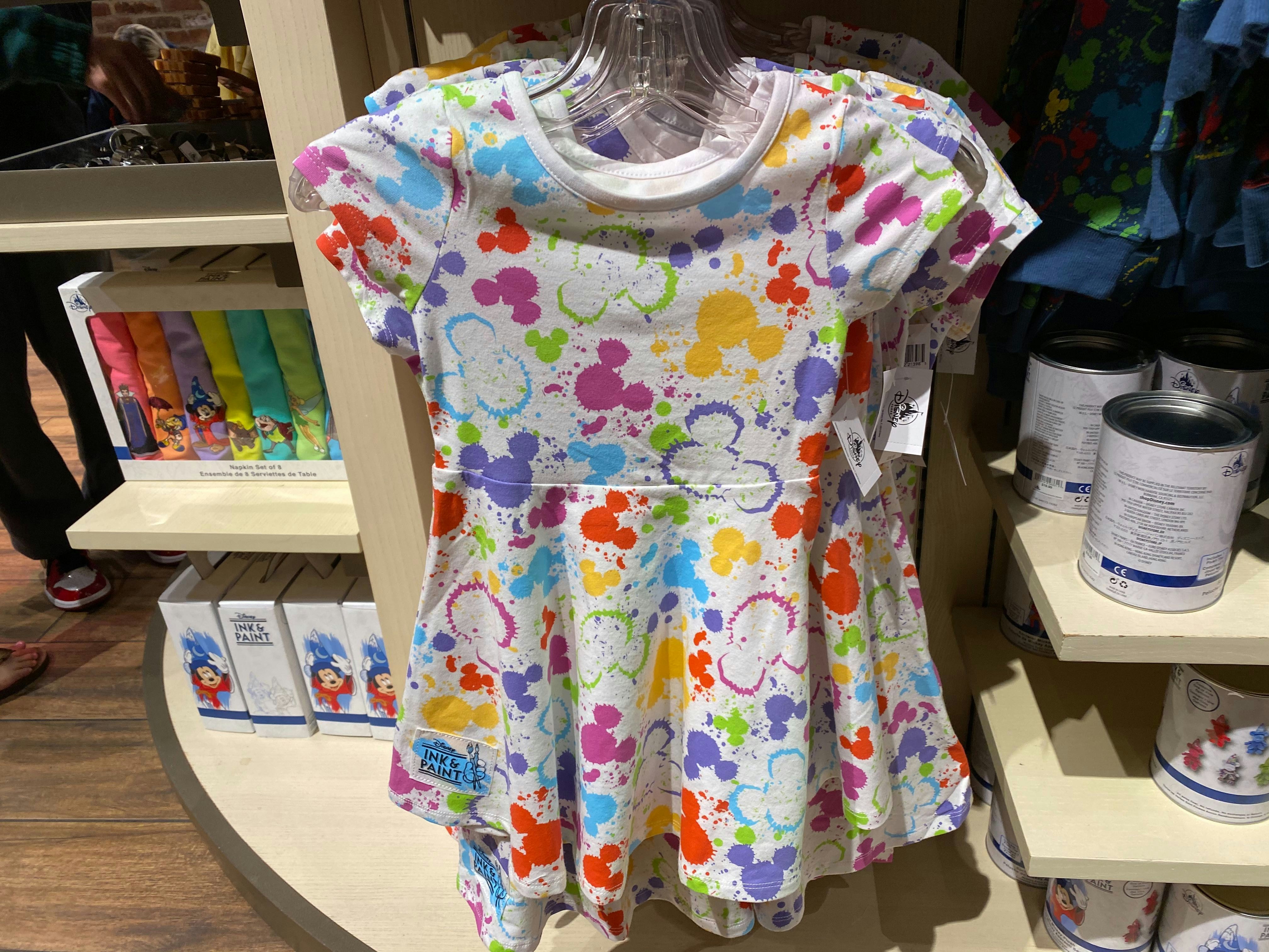 Girls Rainbow Mickey Head Paint Splatter Dress - $34.99