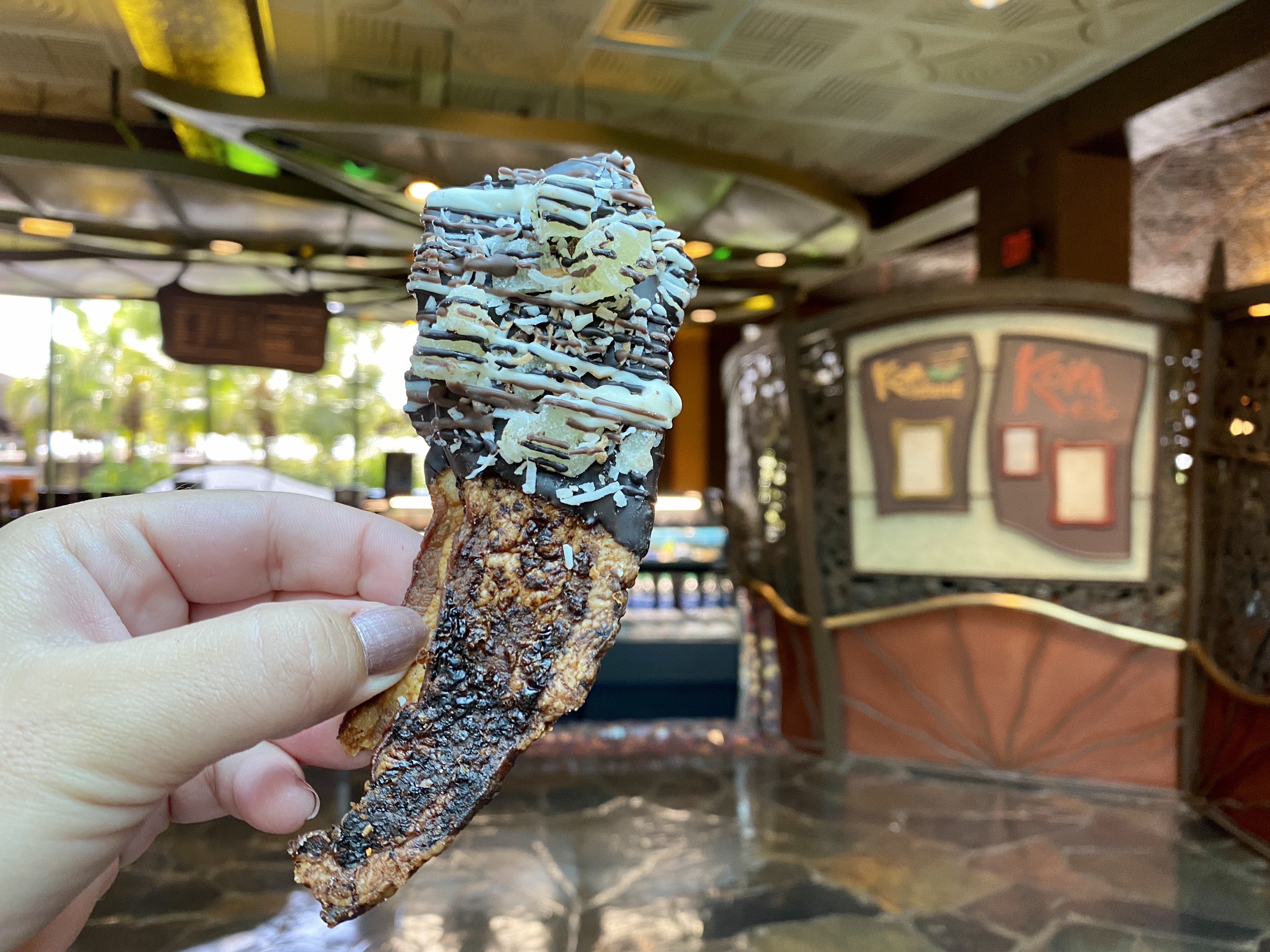 REVIEW Seasonal ChocolateDipped Pineapple Coconut Bacon at Walt