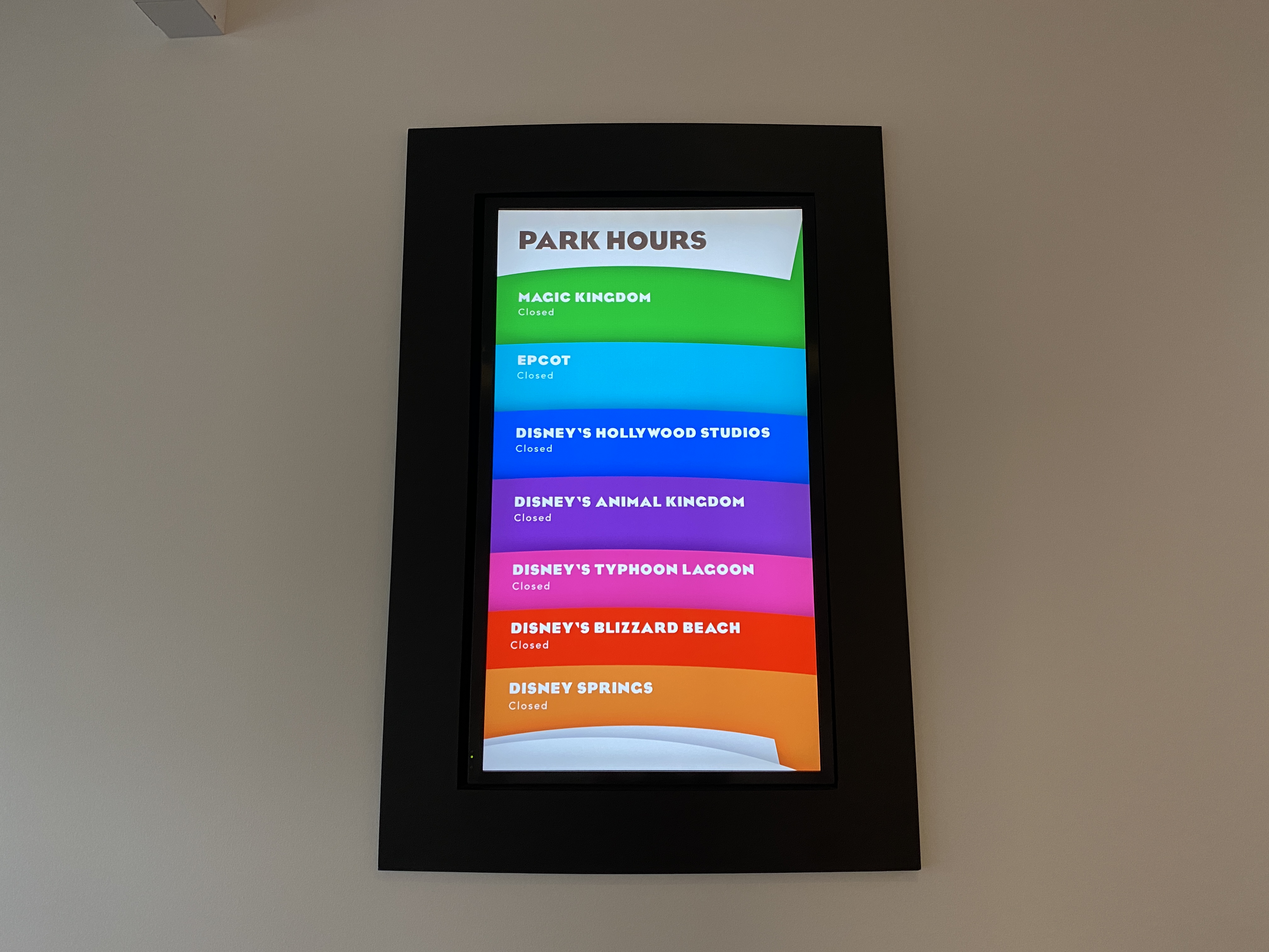 Park hours sign