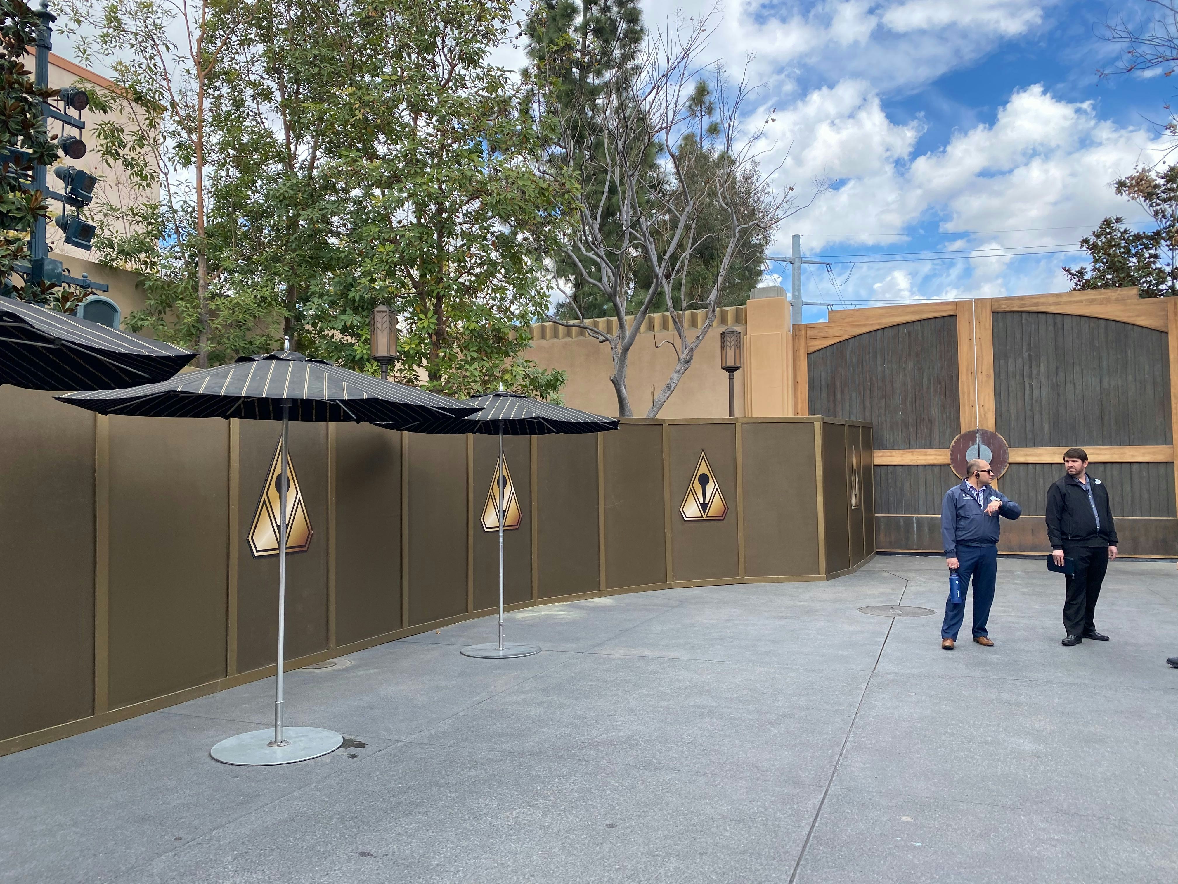 Construction Walls Go Up Outside of Guardians of the Galaxy - Mission: Breakout! at Disney California Adventure