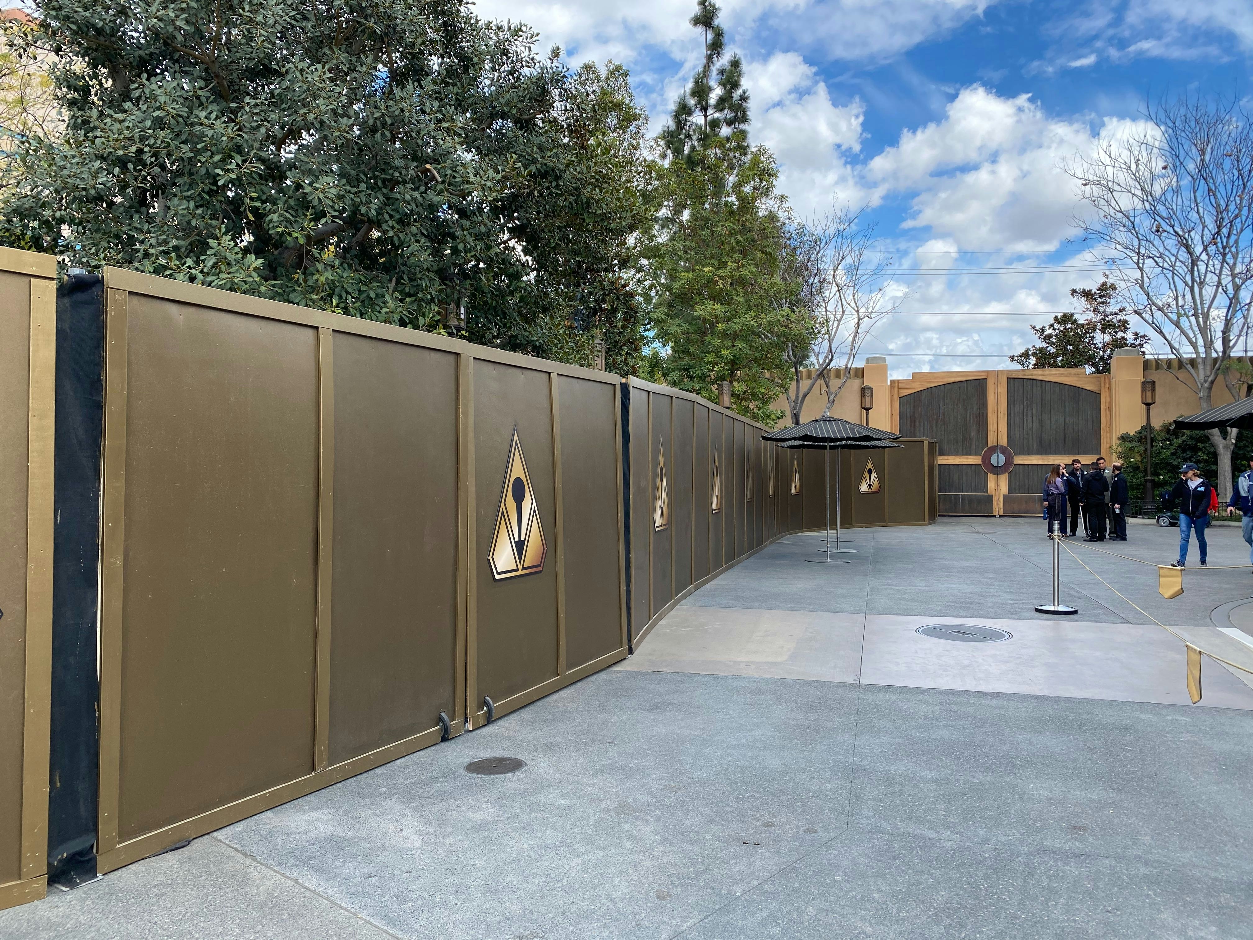 Construction Walls Go Up Outside of Guardians of the Galaxy - Mission: Breakout! at Disney California Adventure